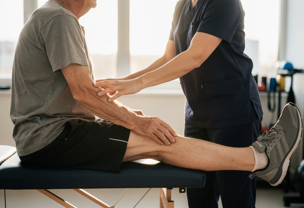 Sessão de fisioterapia para tratamento de artrose do quadril